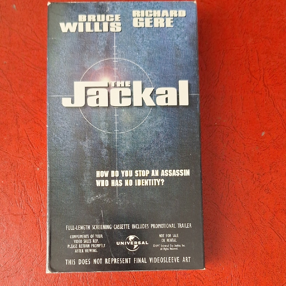 Universal The Jackal VHS SCREENER RARE OOP Bruce Willis VHS